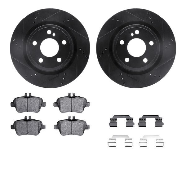 8512-63079, Rotors-Drilled and Slotted-Black w/ 5000 Advanced Brake Pads incl. Hardware, Zinc Coated, Dynamic Friction Co, Mfr#: 8512-63079